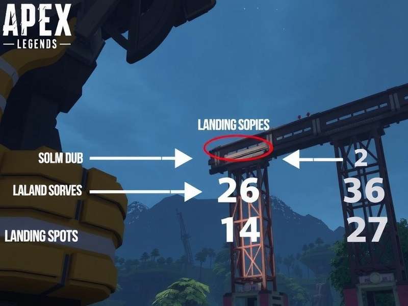 Apex Legends Fragment East landing spot map showing building layout and loot spawns