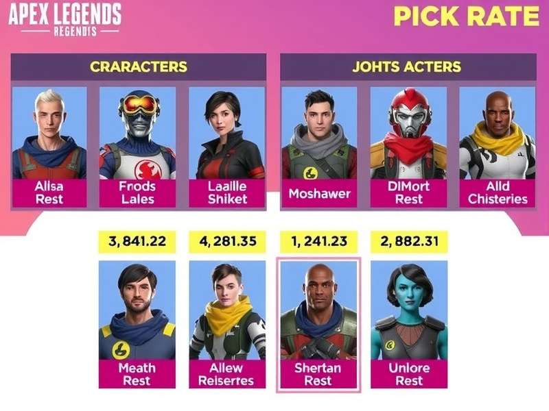 Apex Legends characters pick rate infographic showing top legends in India