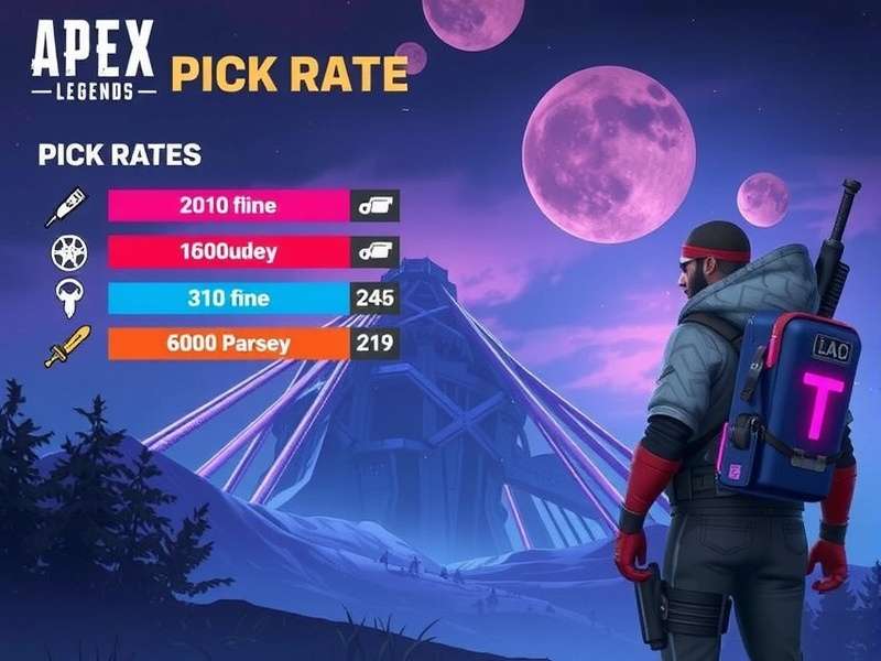 Apex Legends Pick Rate infographic showing top Legend picks on Indian servers for Season 20 with Wraith leading at 18.2%